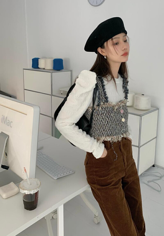 New year in early spring! [timely rain] Han Feng ins sweet temperament loose and versatile bubble sleeve shirt 00257# jhy