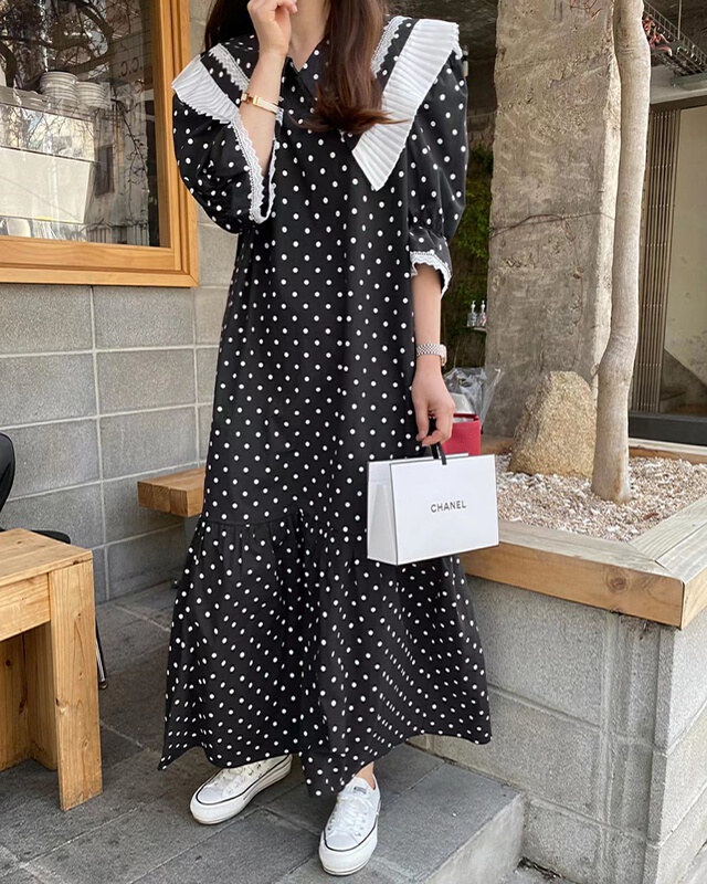 [Mimosa] elegant retro polka dot dress 1273# hjy