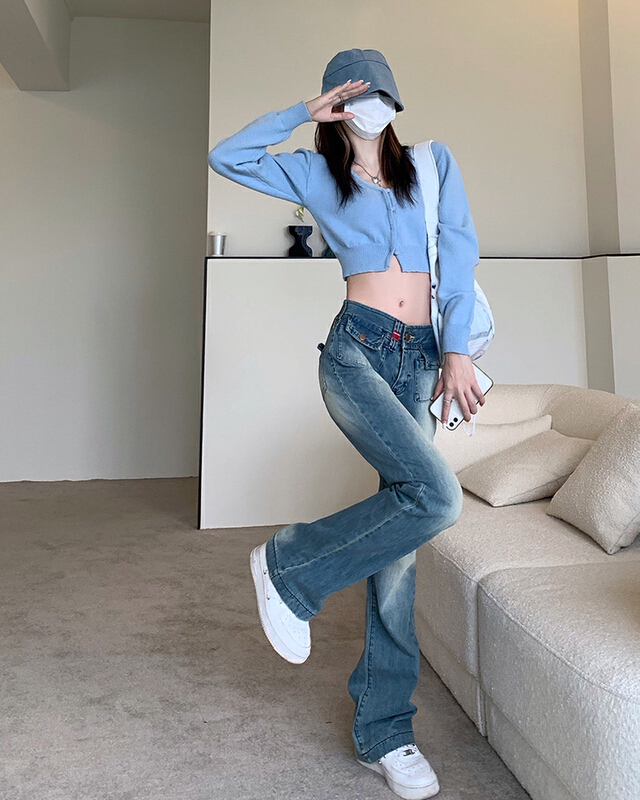 New year in early spring! [timely rain] Han Feng ins wash, whiten, thin, versatile straight wide leg jeans 77771# WPL
