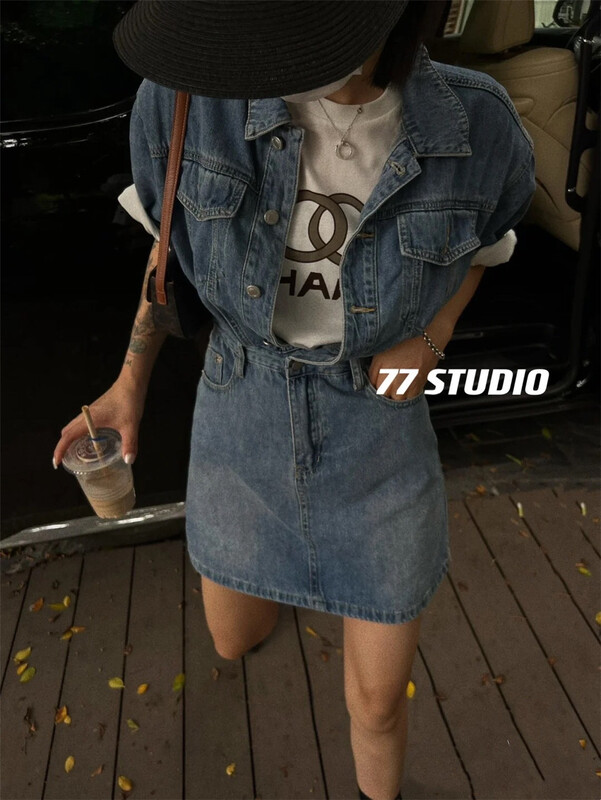 [77. Studio] Korean washed denim dress 0177# WTT