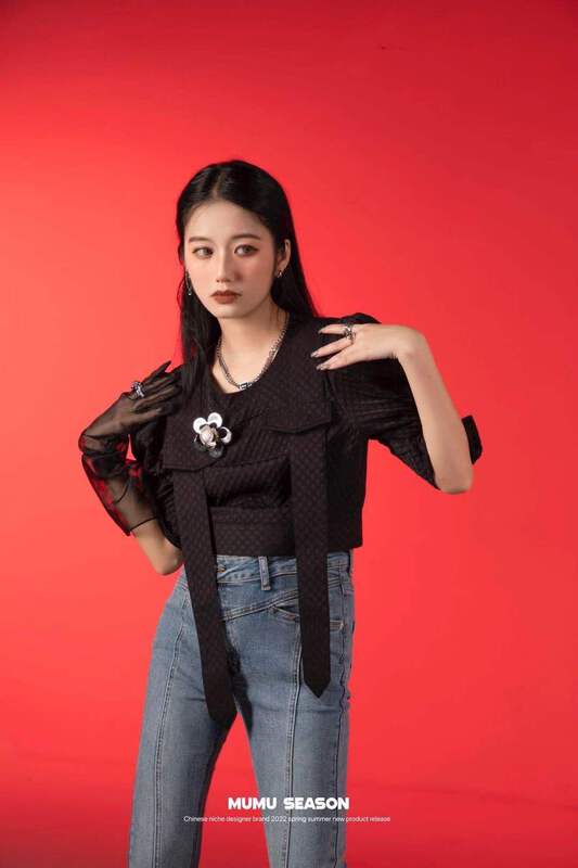 New in early summer! [Mumu sea] back zipper fashion temperament small shirt 9299# zxl