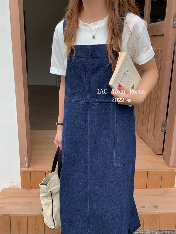 [IAC studio] Korean fashion versatile denim strap skirt 9005# LSW