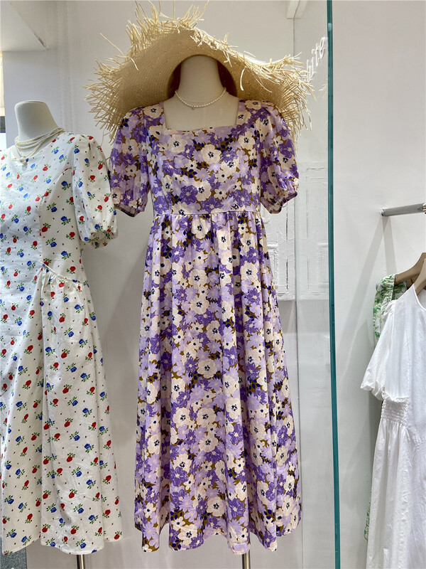 [of white] backless cross lady floral dress f881296# L