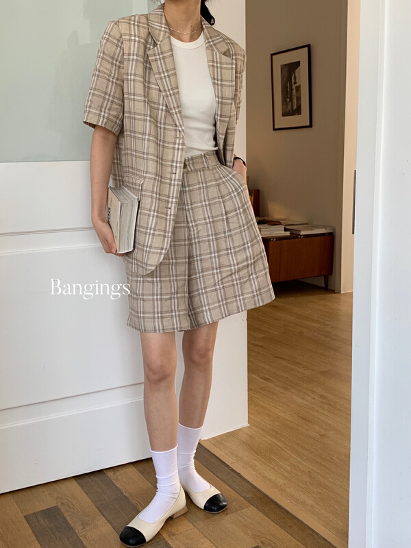 New in early summer! [bangings] Plaid versatile loose casual shorts 21spw0105# CLS