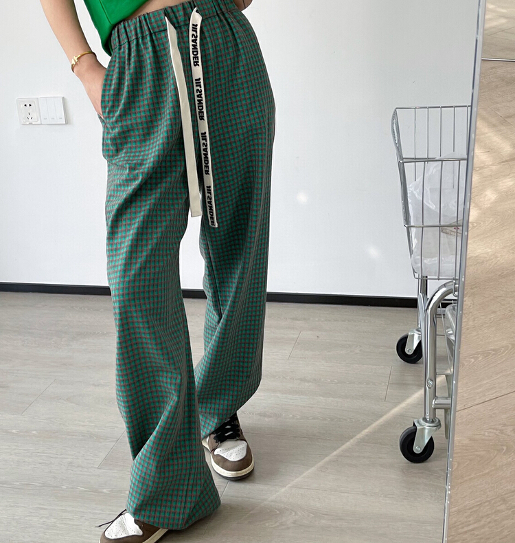 [YT] elastic waist Plaid straight casual pants k5980# PCZ