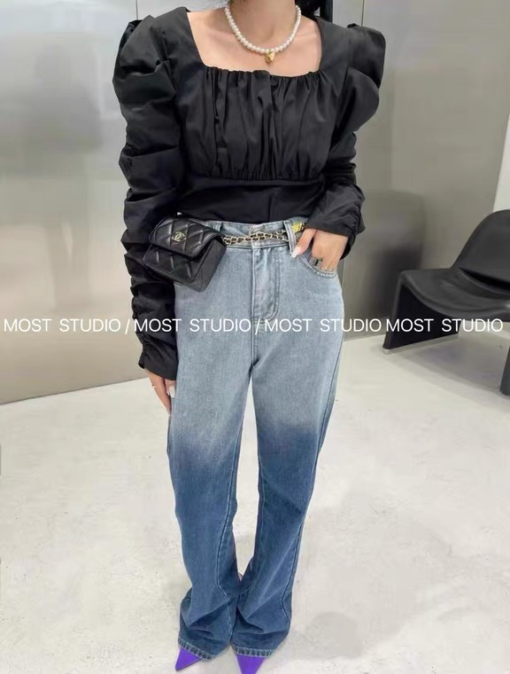 goods in stock! New in early summer! [c.h.z] versatile gradient slit mopping jeans 20317# WTT