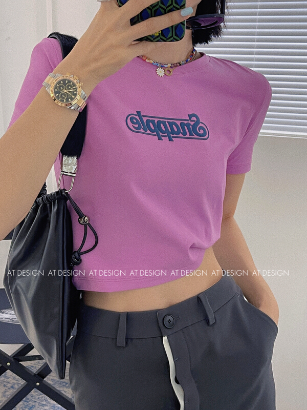 New in early summer! [at] Korean alphabet printed short sleeve T-shirt 56990# LSL