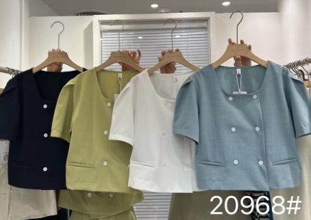 [sayhello] Korean version solid color round neck coat + casual versatile Shorts Set 20968# ll