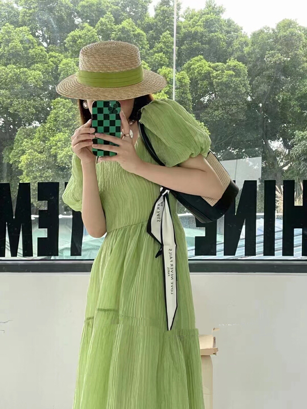 goods in stock! New in early summer! [JH] temperament Fashion Square Neck Dress (excluding matching) 41335# PCZ
