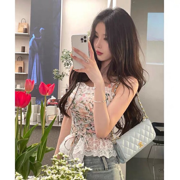 New in early summer! [LML] fashion small fresh floral vest / sling 8771# ozq