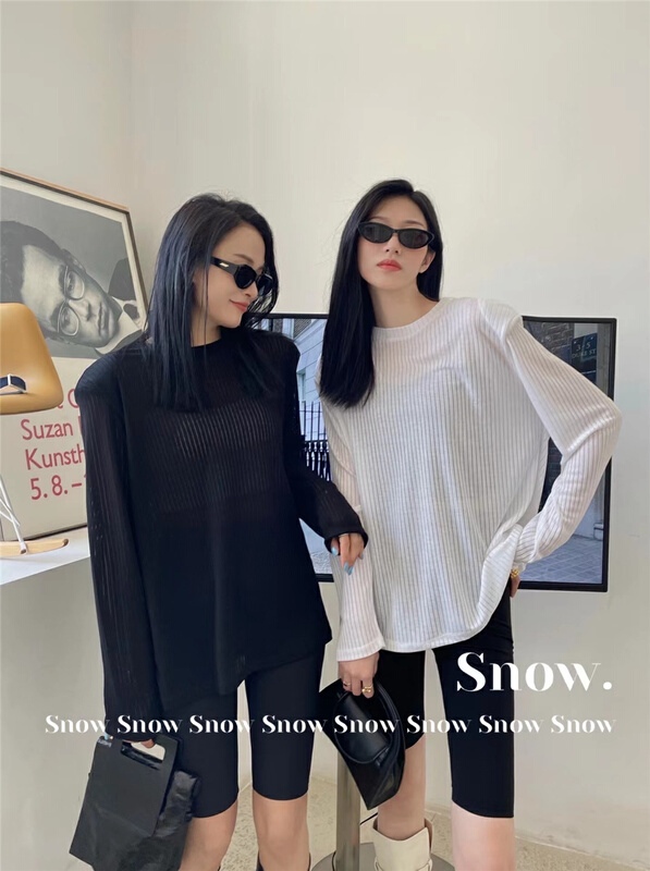 goods in stock! [snow] simple clean loose long sleeve T-shirt ys1-6257# zxl