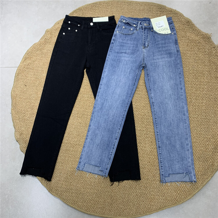 Early spring! [jeans] Korean version irregular cropped jeans 3875# hjy