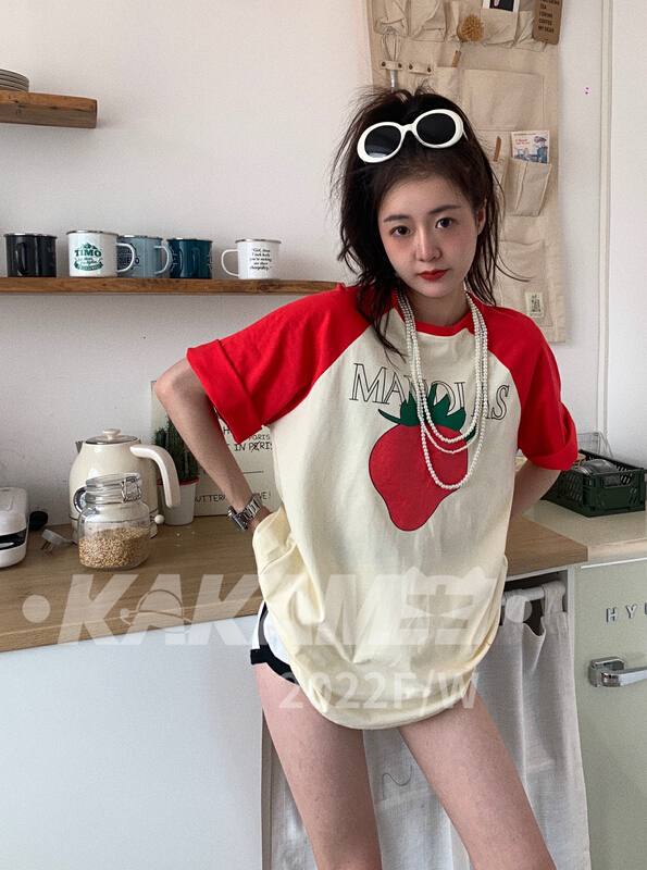[kakamee] Korean versatile casual printed short sleeved T-shirt (T-shirt only) 3986# LSL