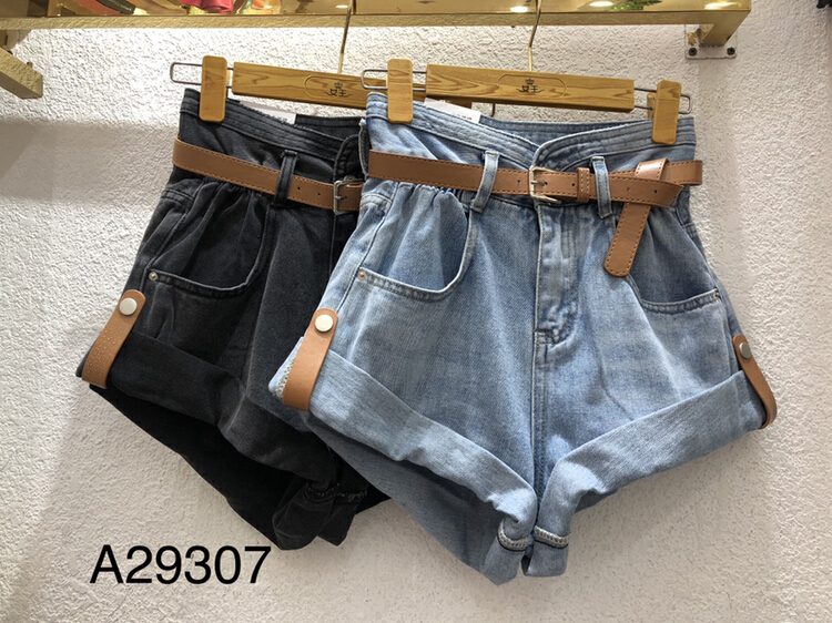 New in early summer! [queen] Korean version of high waist and thin hot girl denim shorts (with detachable belt) a29307# ozq