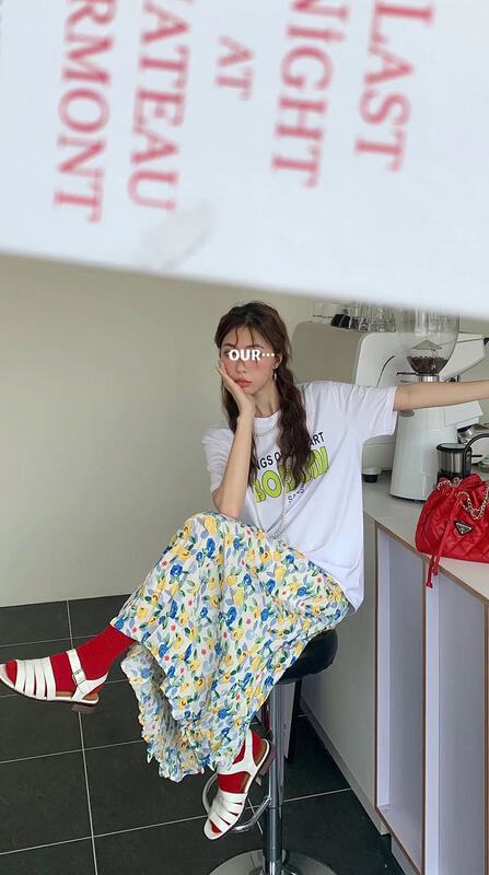 New in early summer! [our] Korean versatile simple printed short sleeve T-shirt 9737# LSW