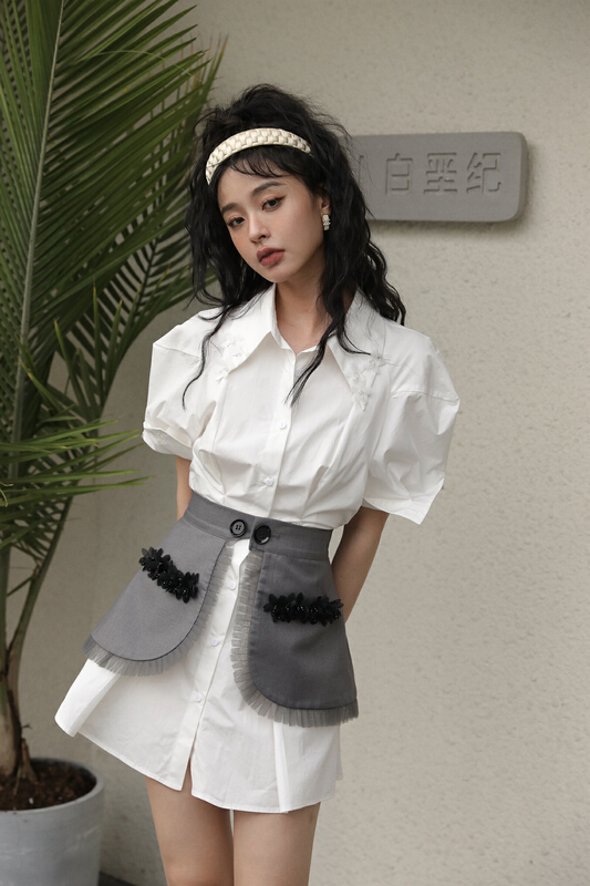 goods in stock! New in early summer! [GL] simple personalized shirt + design versatile skirt set c3021# JJ