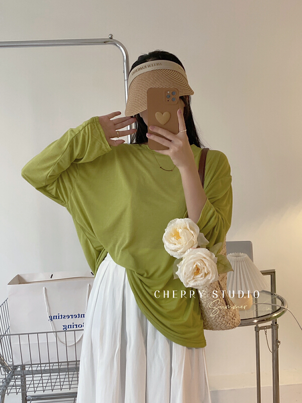 [cherry studio] Korean simple and versatile sunscreen shirt 5237# HBx