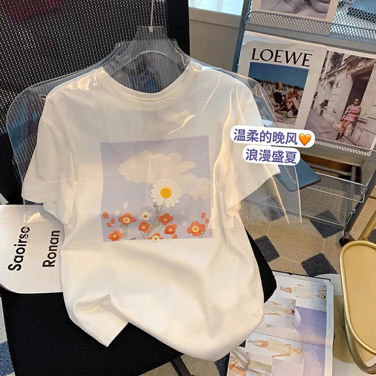 New year in early spring! [miss Xi Xi] pattern printed loose Vintage short sleeve T-shirt 1206# Cl