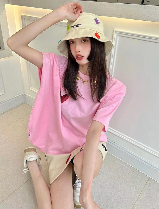 [big C studio] loose love versatile short sleeve T-shirt 1077# PCZ