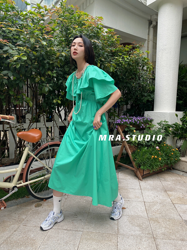 Original price 122.82! New in early summer! [MRA] Vintage premium V-neck dress l1050# zxl