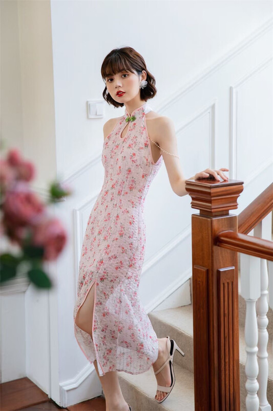 [Joyce stang] small fresh broken flower slit dress 21148# JJ
