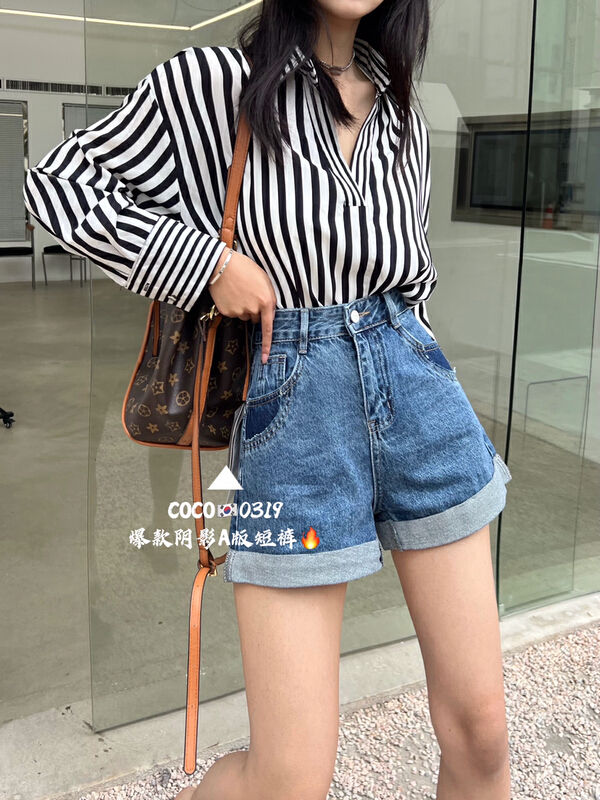 [Mi & Co Wu] Korean versatile shadow POCKET DENIM SHORTS c0319# hjy