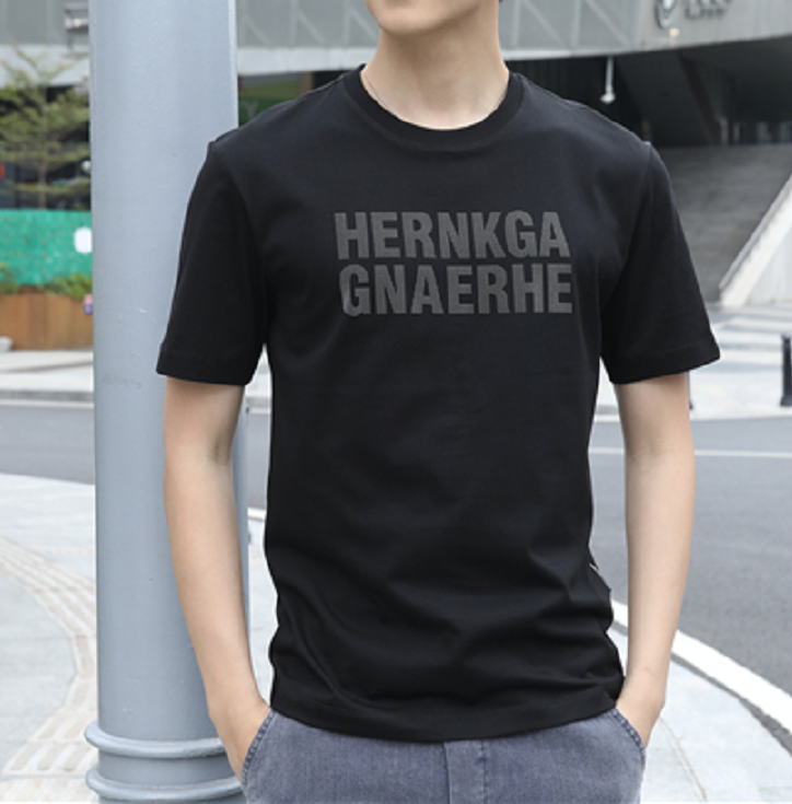 [aoshilong] toothbrush printing process texture men's short sleeve T-shirt ls3579# ZZL