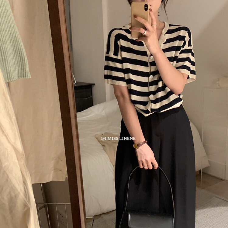 [Imiss] Korean casual stripe T-shirt cx0179# LSW