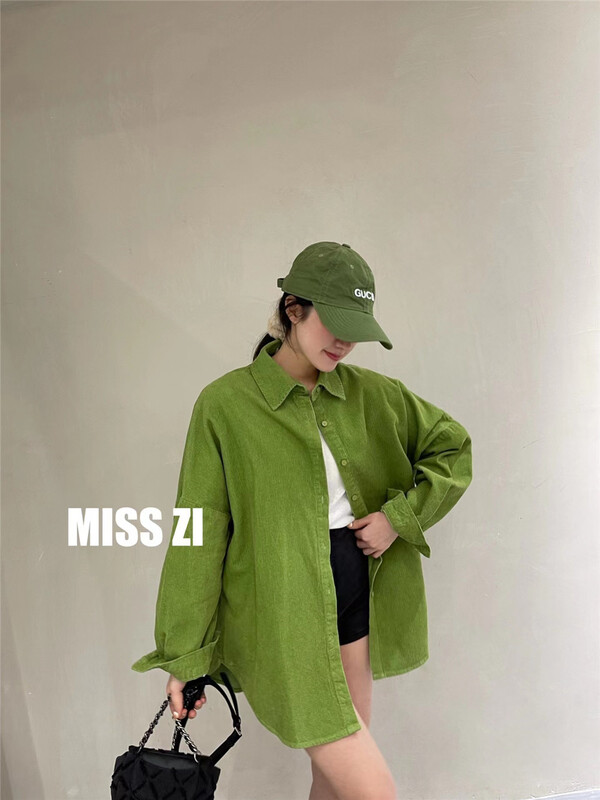 【MISS ZI】韓版純色寬鬆燈芯絨襯衫  2233#  CQW