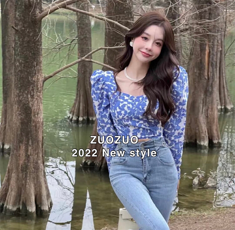 New year in early spring! [Zuo Zuo] Korean Pullover square neck blouse 3011# ozq