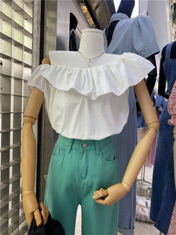 【 numbersix 】 Korean style shoulder lotus leaf edge small shirt 8768# LSW