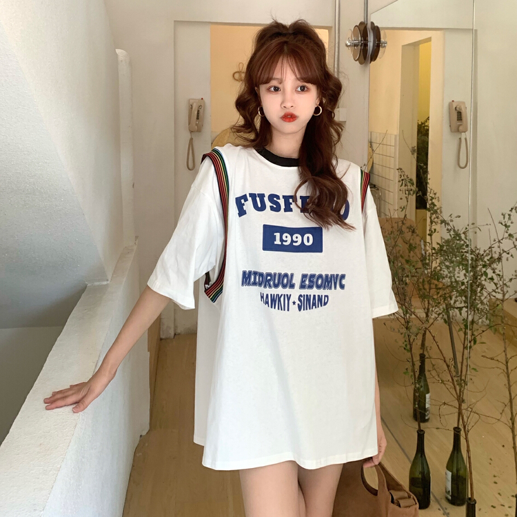 goods in stock! New in early summer! [ycnana] contrast letter trend short sleeve T-shirt 83881# LSW