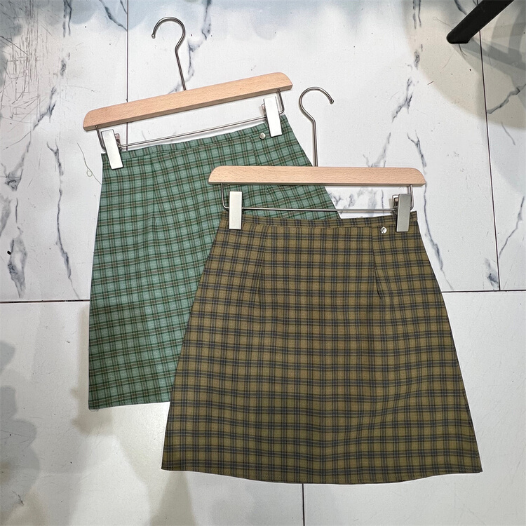 New in early summer! [w.min] versatile fashion Vintage plaid skirt 1015# CLS