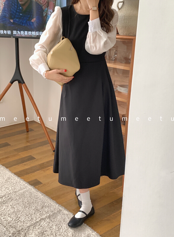 New year in early spring! [meetu] fake two piece French waist dress 2113# ZSY