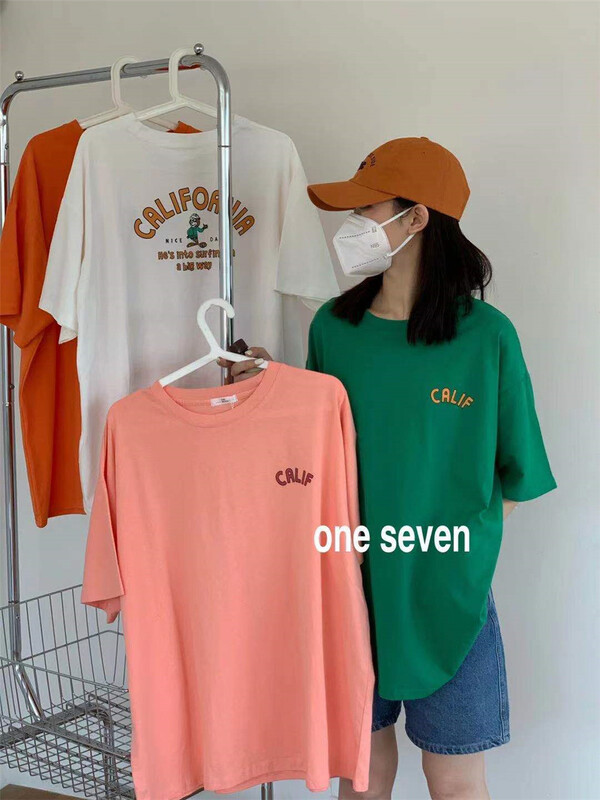 New in early summer! [one seven] simple loose print short sleeve T-shirt 5022# XYY