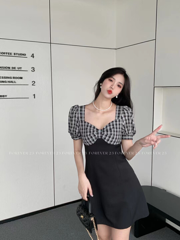 [forever23] French Plaid stitching dress a2069# hjy