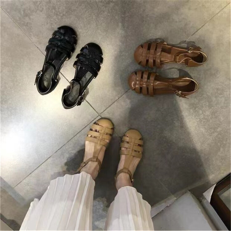 New in early summer! [DS. Gift] Korean style simple and comfortable low flat heel sandals 5240# LSL