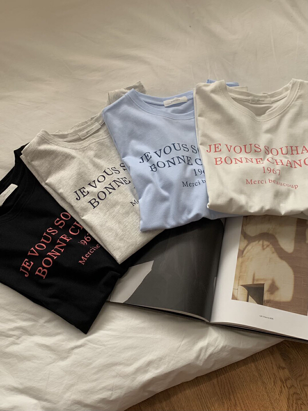 goods in stock! [Gabrielle] casual and versatile letter printed short sleeve T-shirt b2172# zxl