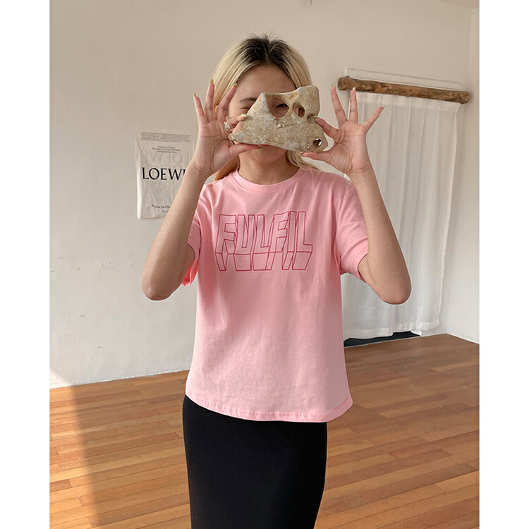 [FabI] simple and versatile letter printed short sleeve T-shirt 3488# XYJ