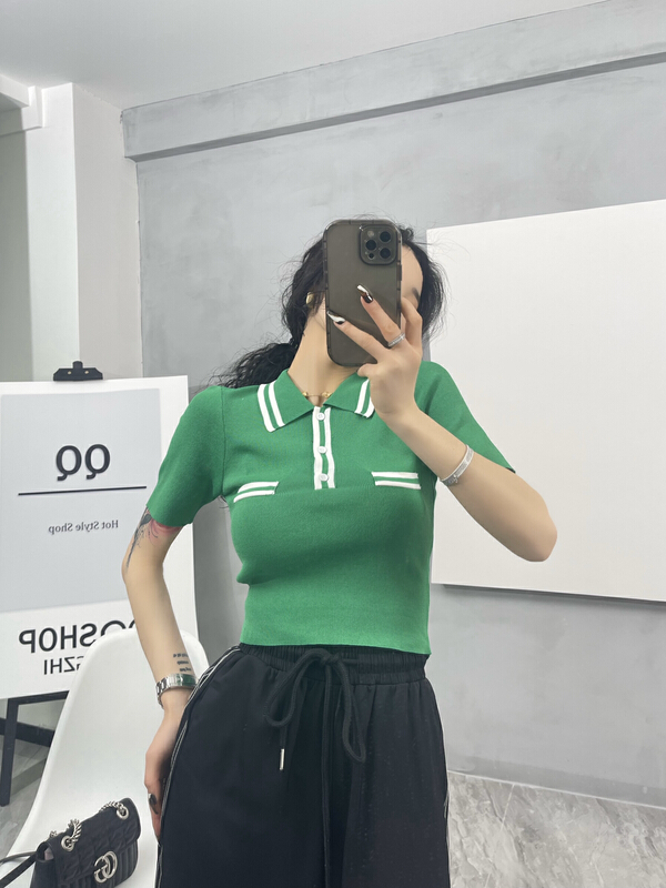 [QQ shop] Korean style color contrast short sleeved sweater qq7759# ozq