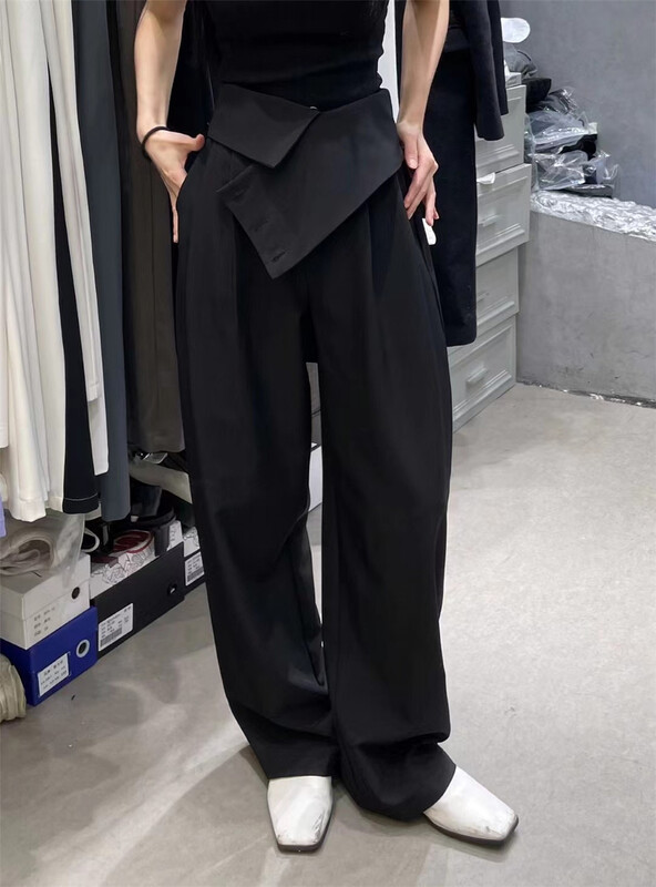 goods in stock! Two wear French style! New in early summer! [naisha beard] Hanfeng high waist three button thin floor mopping casual pants ys1-6135# CLS