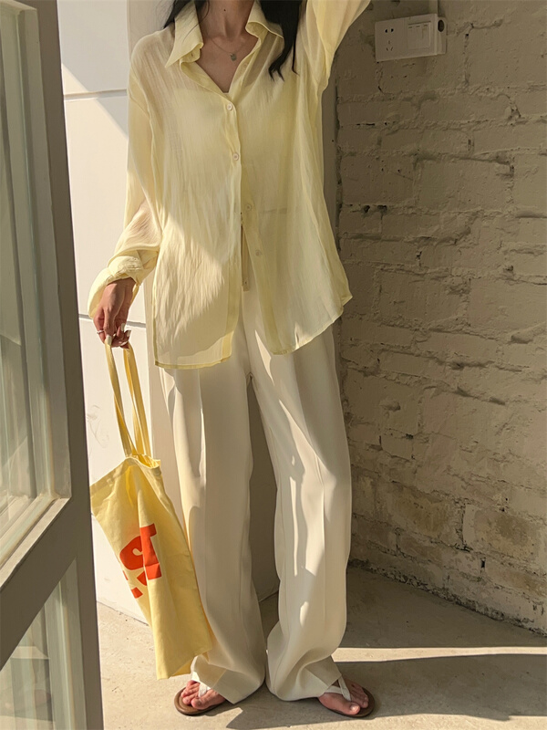 [FM] niche design back slit loose comfortable shirt 6886# CLS