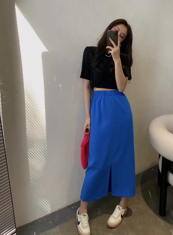 goods in stock! [modern 197] Korean version versatile solid color skirt 1682# zyh
