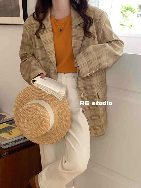 New year in early spring! [RS] Korean style checkered suit dh0916# XYY