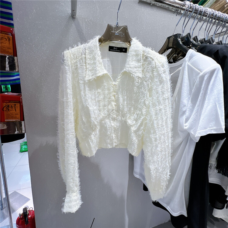 [B-O] woolen edge fashion temperament blouse 87192# XYJ