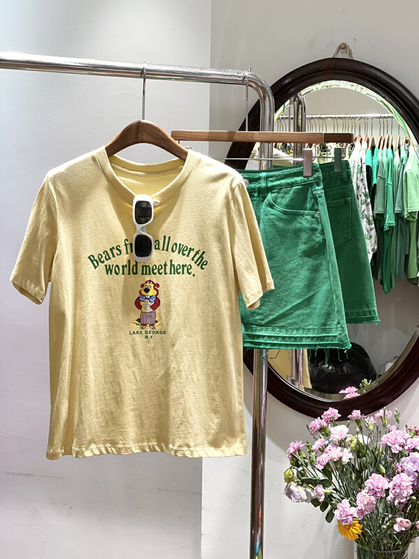 [trustme] Korean alphabet printed short sleeve T-shirt 68340# ozq