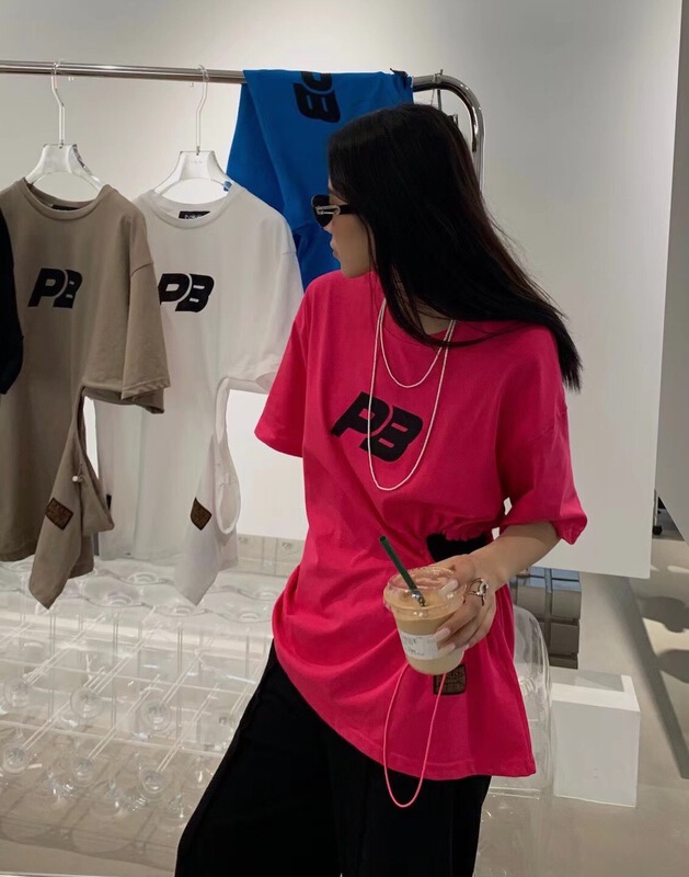 [Anan] side design, waistless print short sleeve T-shirt 2081# WTT