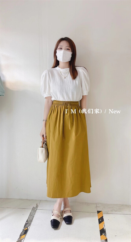 [I'm] Korean elastic waist with large swing temperament strap skirt ys1-8802# cqw