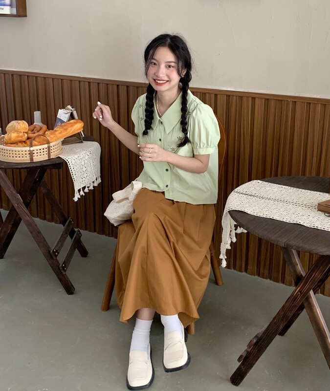 [from Anna] gentle aging embroidery fashion shirt 2138# LSW