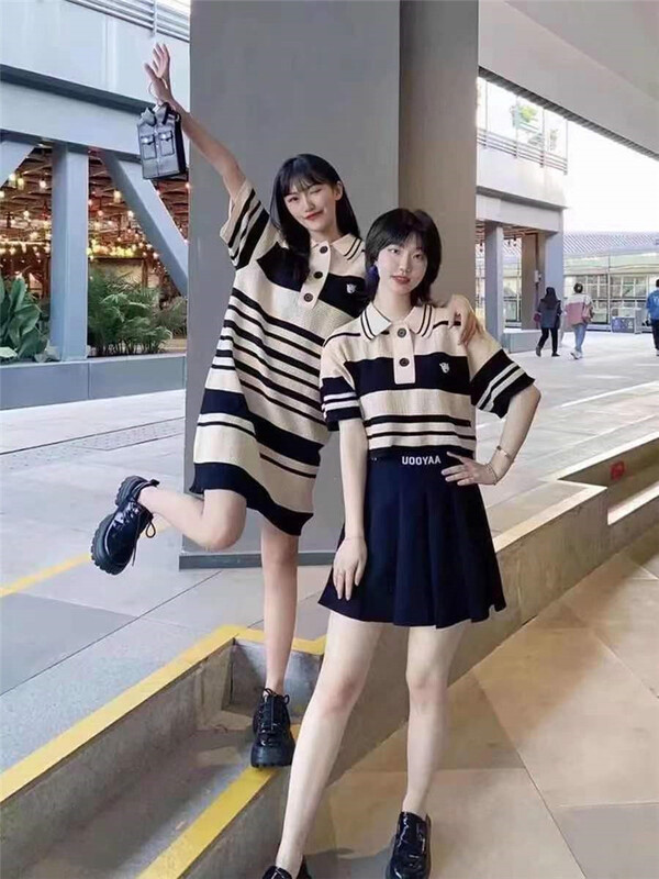 [Xiangli] casual stripe embroidery dress 329-1# PCZ